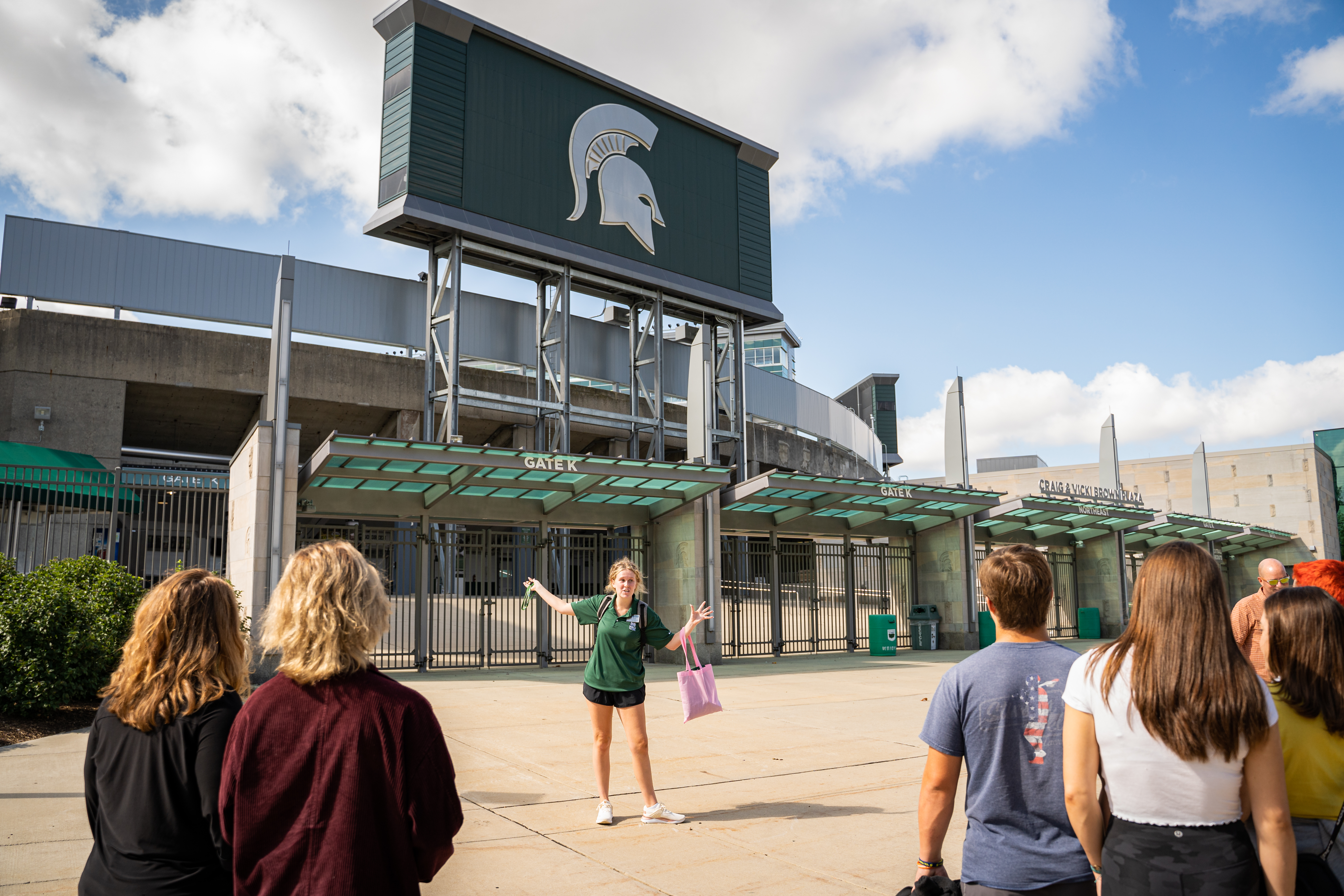 MSU tour in front of Spartan Stadium